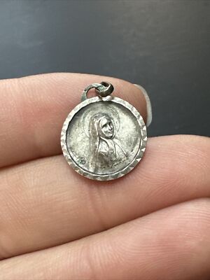 Ancien Pendentif Argent Massif 925 - Art Nouveau Religieux - Breloque Créateur