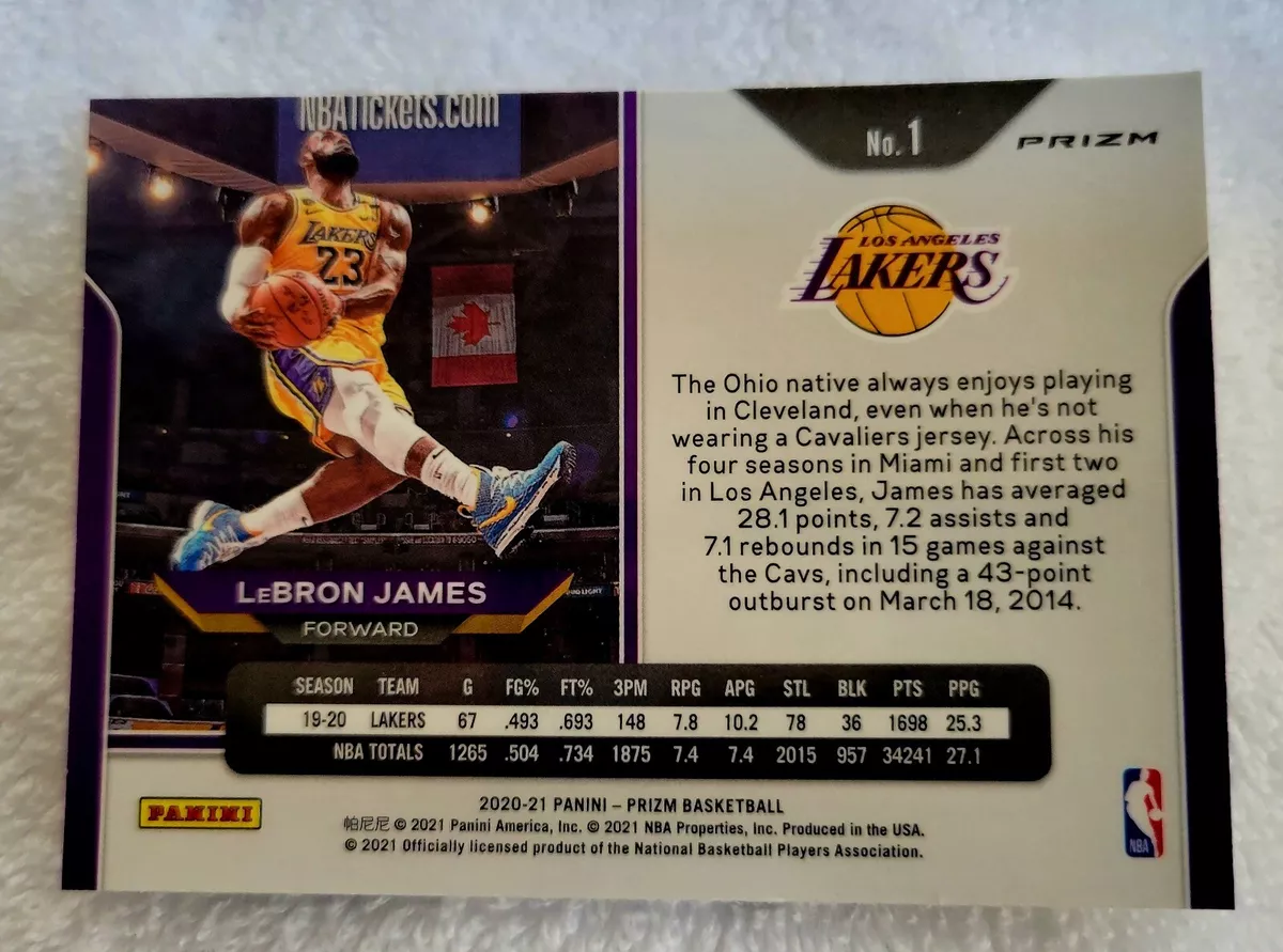  2020 Panini Prizm LeBron James Game Worn Jersey Card :  Collectibles & Fine Art