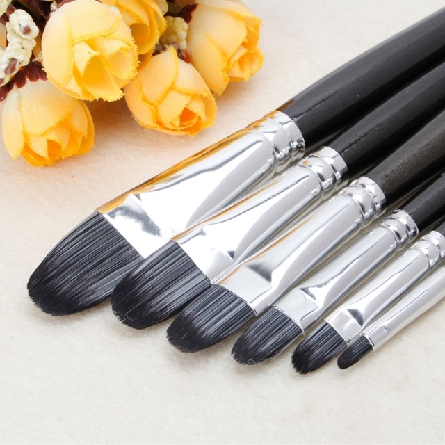 6X Artist Paint Brush Set Nylon Hair Watercolor Acrylic Oil Painting DIY Craft