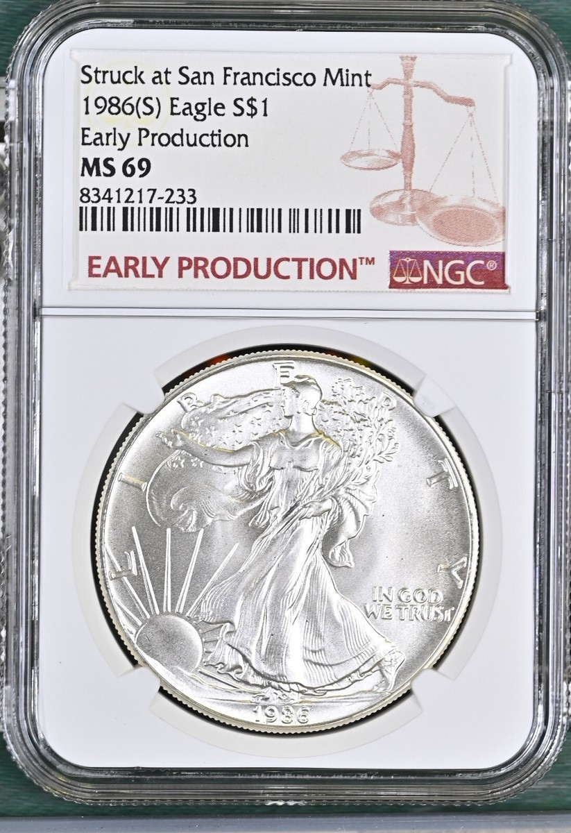 1986 S ASE Silver Eagle MS69 Early Production San Francisco