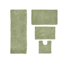 Fantasia Bath Rug 100 Cotton Bath Rugs Set, 4-Pcs Set with Contour, Sage Free S