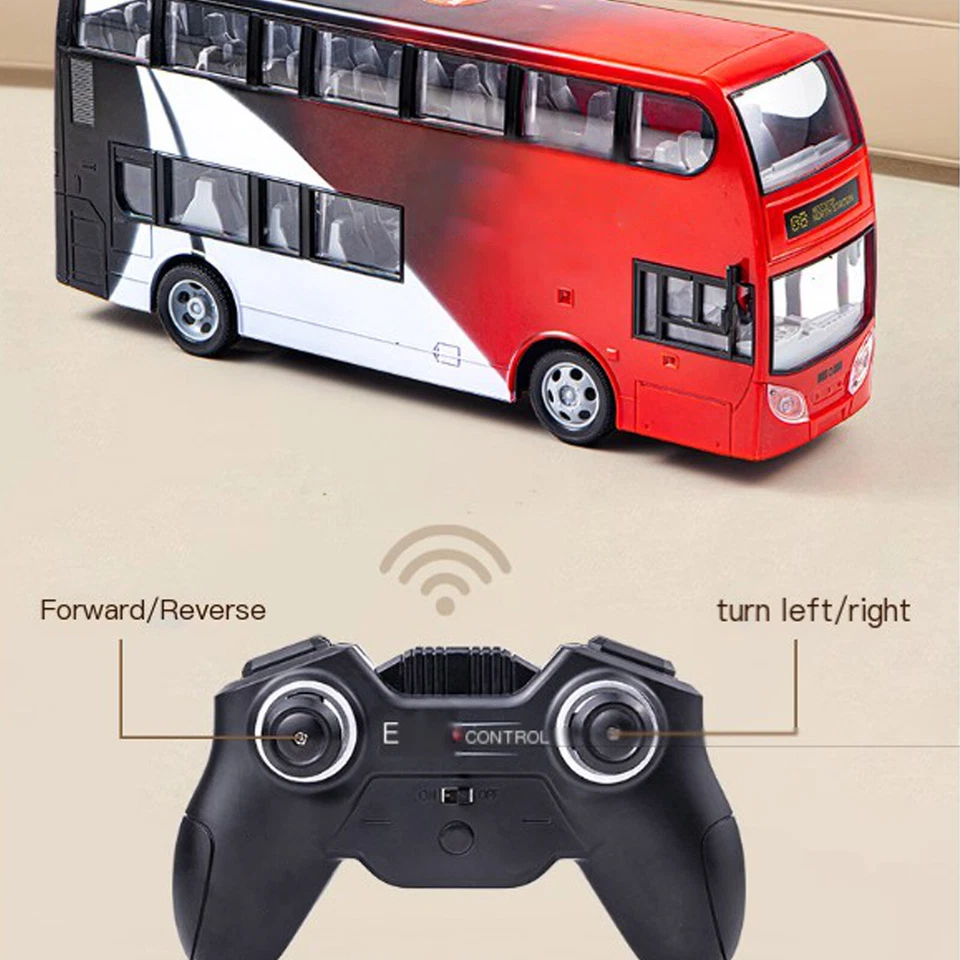 Rc Double Decker Bus Remote Control Bus Girls Boys TOUR BUS (RED) - Image 4 of 4