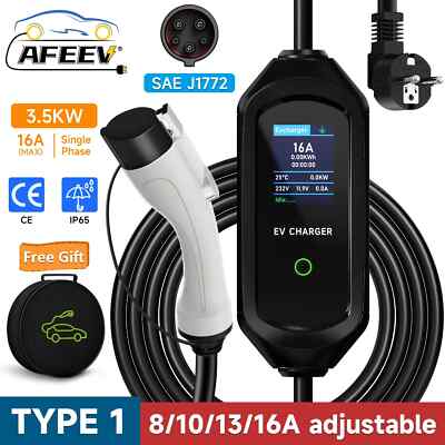 AFEEV 3.5KW 16A 1Phase Portable EV Charger Type1 SAE J1772 Electric EVSE Charger