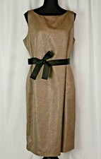L.K. Bennett Women's Dress Sz 12 Sleeveless Shimmery NWT 425 Bow Cinch Waist