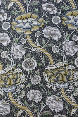 WILLIAM MORRIS CURTAIN FABRIC ''Wandle'' 3 METRES 100% LINEN CHARCOAL/MUSTARD
