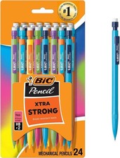 BIC Xtra Strong Mechanical Pencils, 0.9mm Thick Point, With Erasers, 24 Count