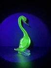 Vintage MCM Murano Vaseline Glass Bird Duck 8” Uranium Made In Italy Stunning
