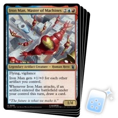 IRON MAN, MASTER OF MACHINES X4 Marvel Super Heroes MSH Magic MTG MINT CARD