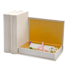 Faux Book Stack (Cream); Blank Set of 3 Decorative Books for DIY Crafts and H...