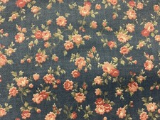 Pink Floral Bouquets On Light Country Blue Fabric 1 Yard X 42in 100 Cotton