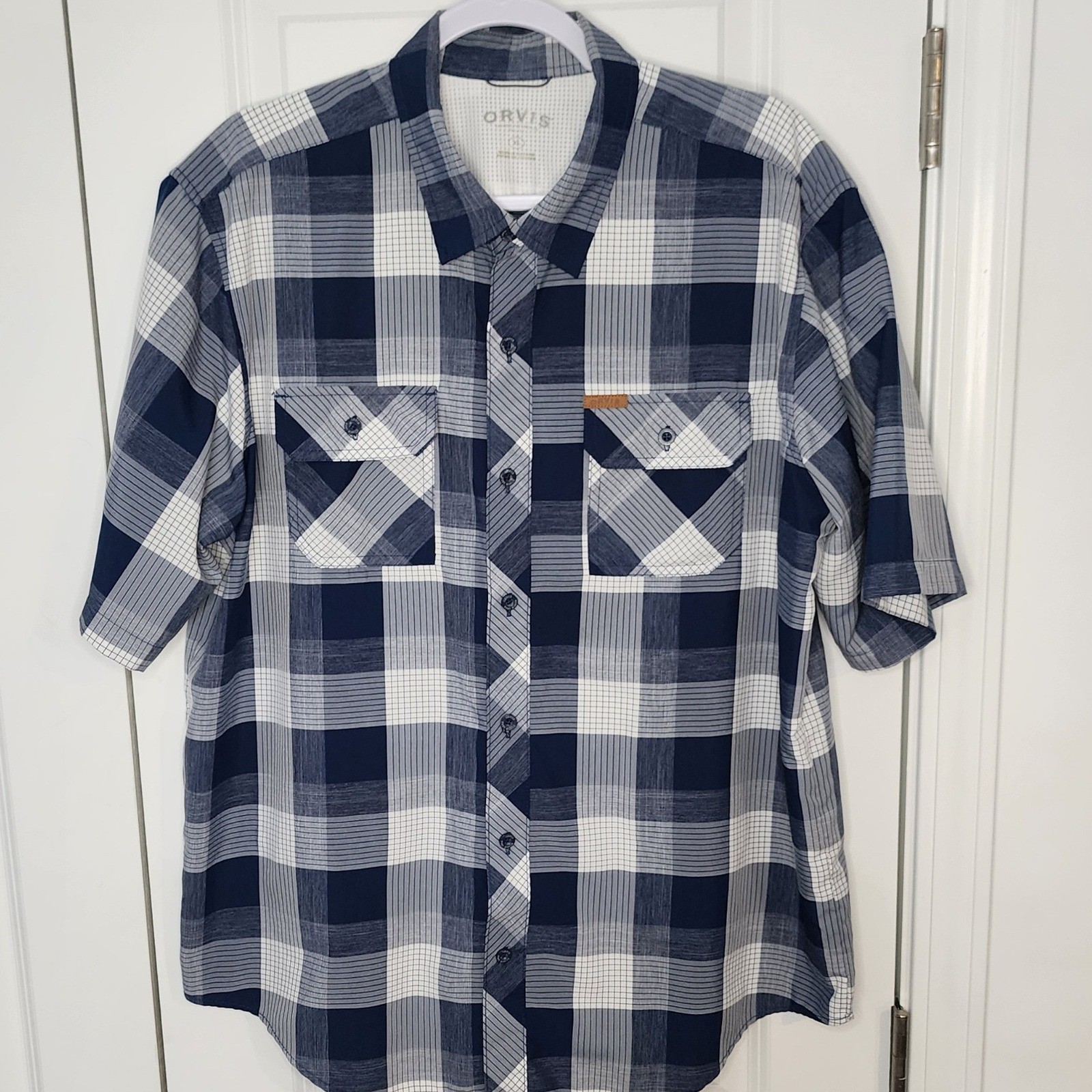 Orvis Classic Collection Plaid Button Up Short Sleeve Shirt Mens XL