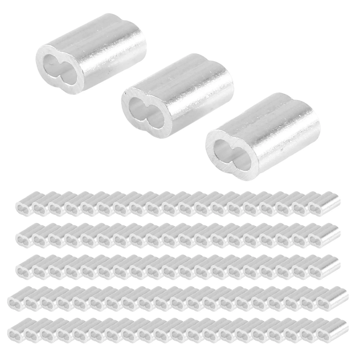 100pcs Aluminum Crimping Loop Sleeve for 3mm Diameter Wire Rope and Cable Q1Q6