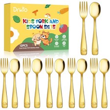 Stainless Steel Toddler Utensils Set - 12 Pieces Kids Silverware Set Children...