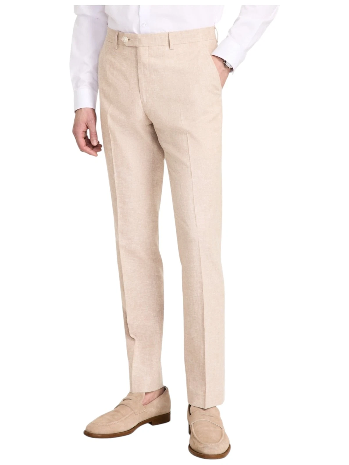 Tommy Hilfiger Mens Modern fit Linen Dress Pants 38 / 34 Beige Solid