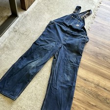 Vintage Carhartt Men's Blue Denim Bib Overalls sz 44 x 32 Union Made in USA