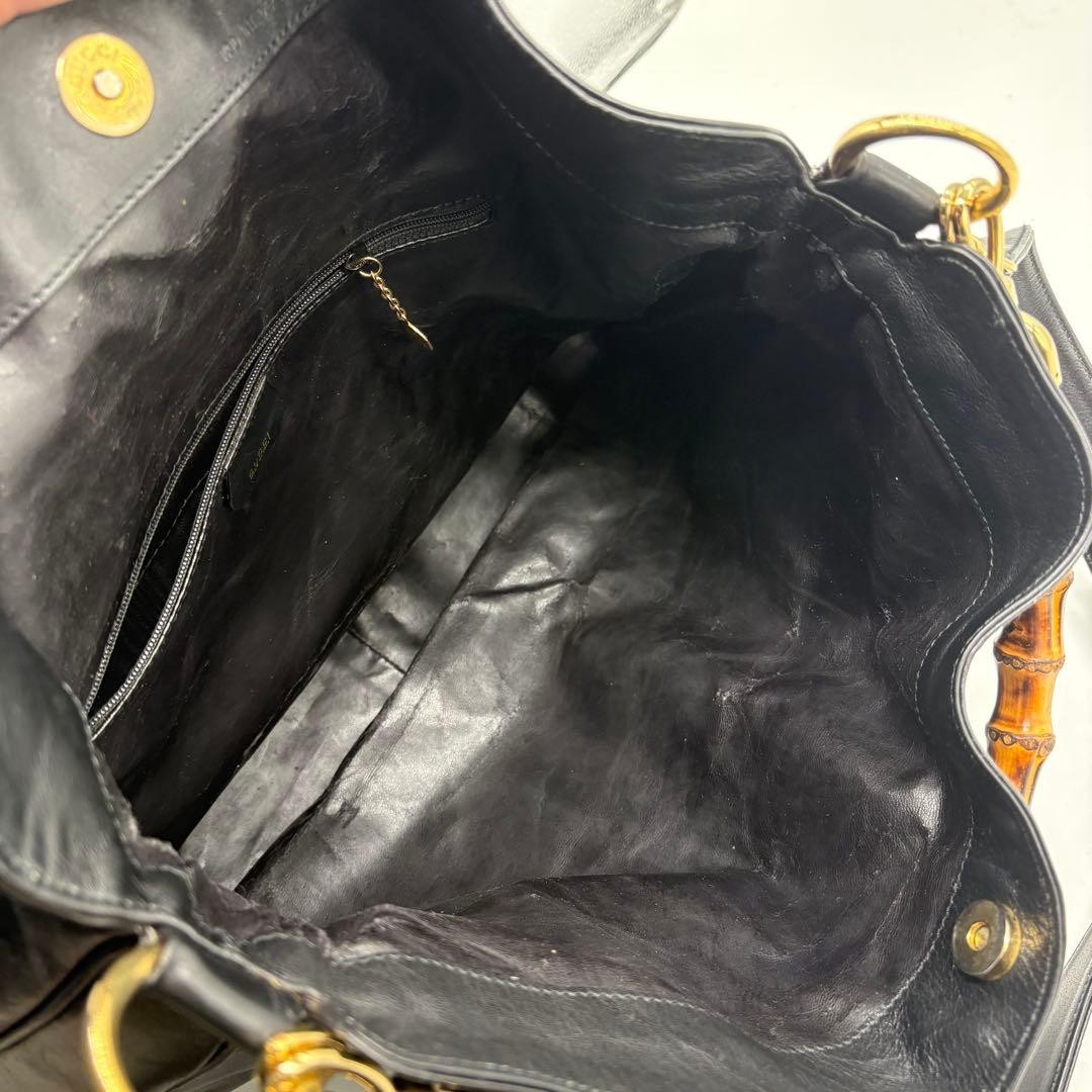 GUCCI 001 123 1577 Bamboo Shoulder Bag Leather Black Vintage Logo From Japan thumbnail 24