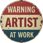 Artists at Work Vintage Round Garden Tin Metal Signs Home Décor 8x8