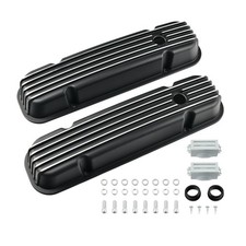 For 1959-1979 Pontiac 350 400 455 V8 Black Aluminum Full Finned Tall Valve Cover For 1959-1979 Pontiac 350 400 455 V8 Black Aluminum Full Finned Tall Valve Cover