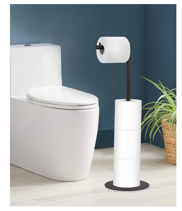 Toilet Paper Holder Stand, Free Standing Toilet Paper Roll Holder for 4 Spare Ro