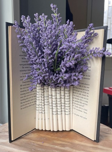 Folded Book Art Vase with Flowers – Handmade Literary Decor