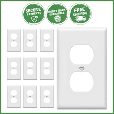 10 PCS DUPLEX ELECTRICAL OUTLET COVERS SET Durable Clean Finish Home Wall Plates