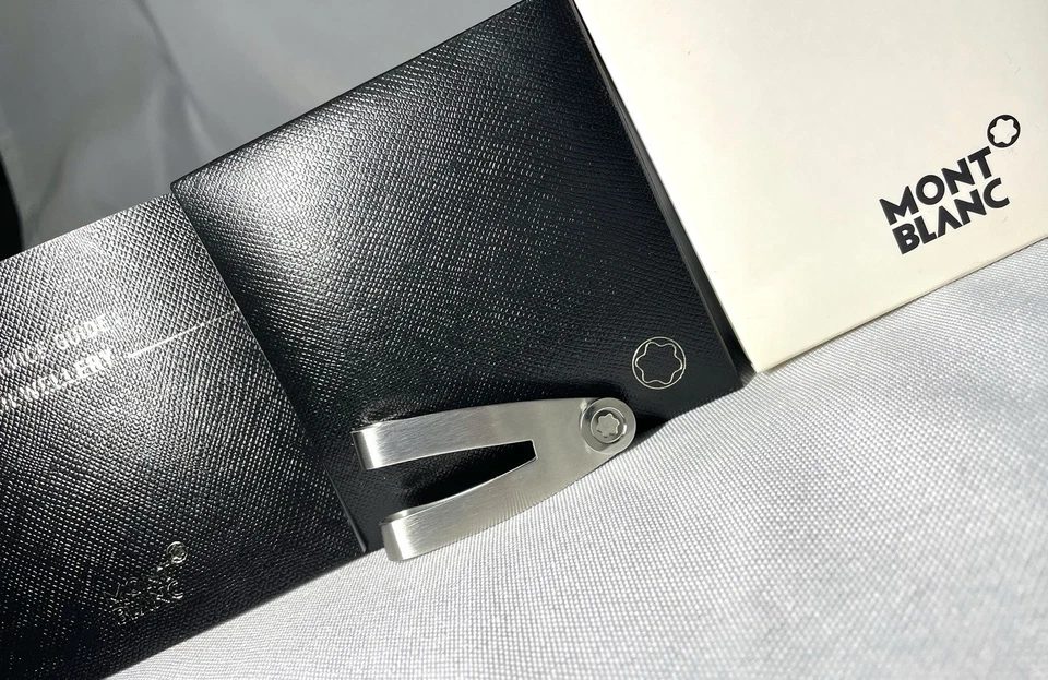 Autentico bellissimo portafoglio Montblanc Meisterstuck Star fermasoldi in... - Immagine 4 di 4