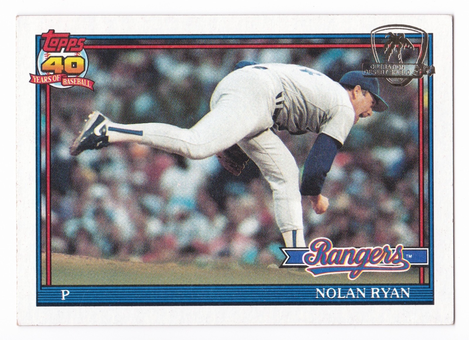1991 Topps Nolan Ryan #1 Operation Desert Shield Parallel SP Texas Rangers HOF