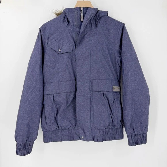 Burton Da Nang Dryride Fur Trim Hooded Winter Ski Jacket Purple Size M Snow