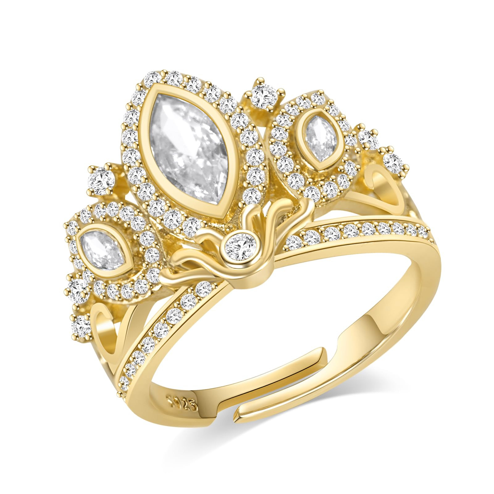 Rapunzel Inspired Princess Tiara Ring for Weddings and Engagements