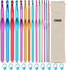 Set 24 Pezzi Di Uncinetti, Con Custodia, in Alluminio, 14 Pezzi Ergonomici Con 1