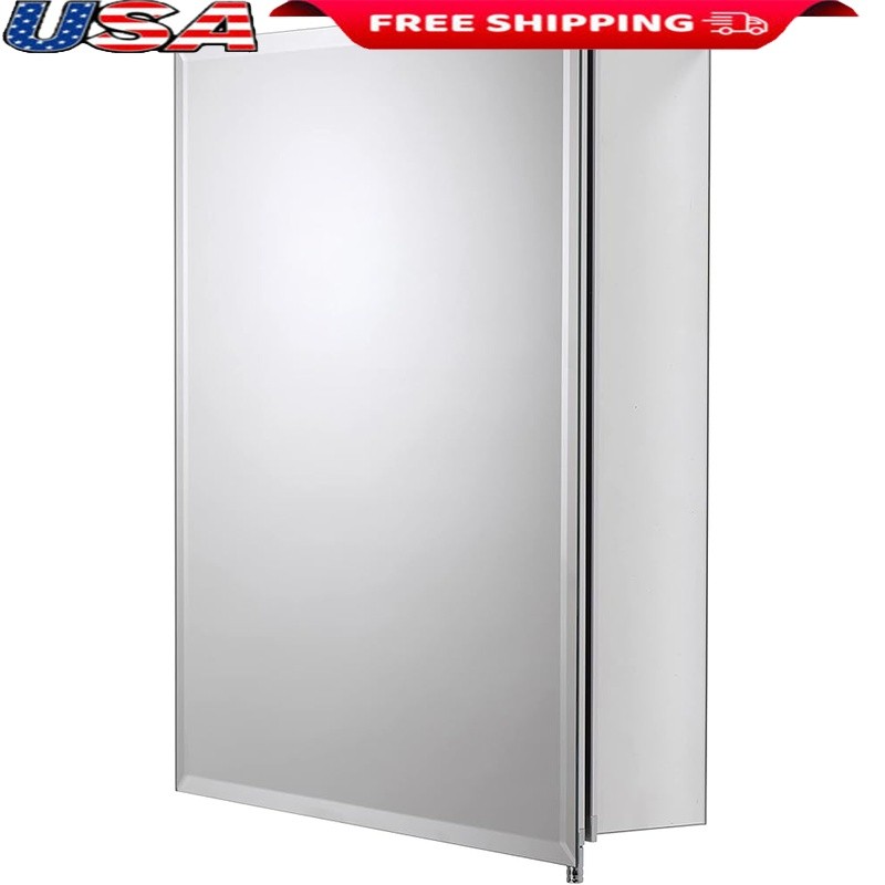 Hang N Lock Bathroom Medicine Cabinet Adjustable Shelves Mirror Bevelled Edge US