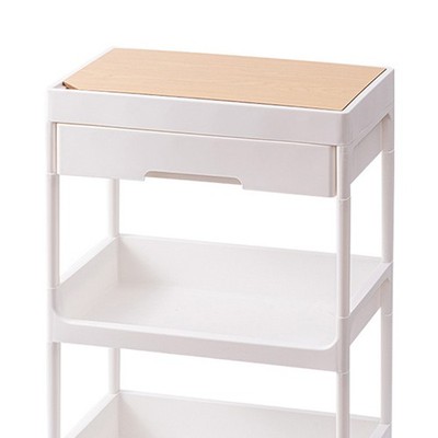 Rolling Cart Large Capacity Eco Friendly PP MDF Sturdy Construction Space Saving