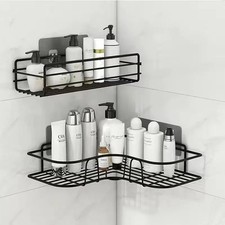 No-Drill Metal Floating Wall Shelf Bathroom Organizer Kitchen Storage Rack