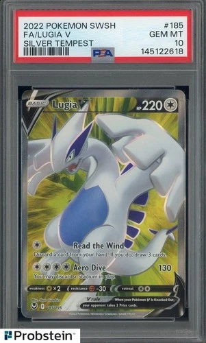 2022 Pokemon SWSH Silver Tempest #185 FA Lugia V PSA 10 GEM MINT