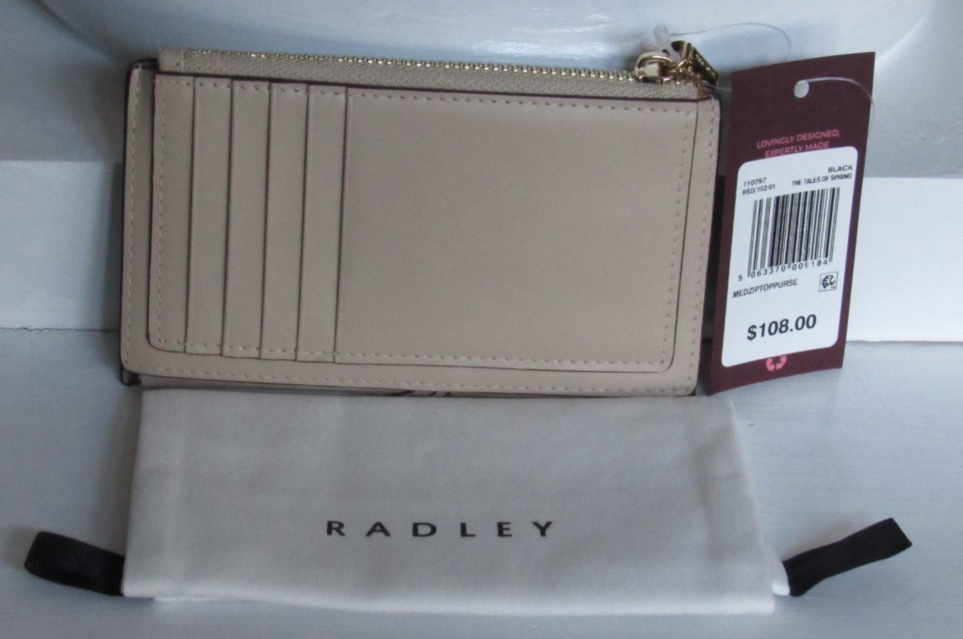 Radley London THE TALES OF SPRING  Medium Leather Top Zip Wallet Purse NWT $108