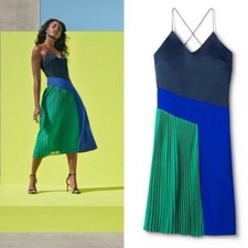 CUSHNIE For Target Blue Green Geometric Slinky Dress 12