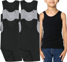 3 Or 6 Pack Boys Basic Cotton Blend A-Shirts Tank Top Undershirt Soft
