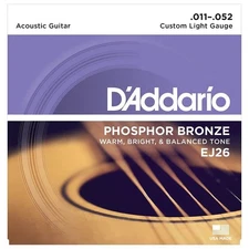 D'Addario EJ26 Phosphor Bronze Custom Light Acoustic Strings (11-52)