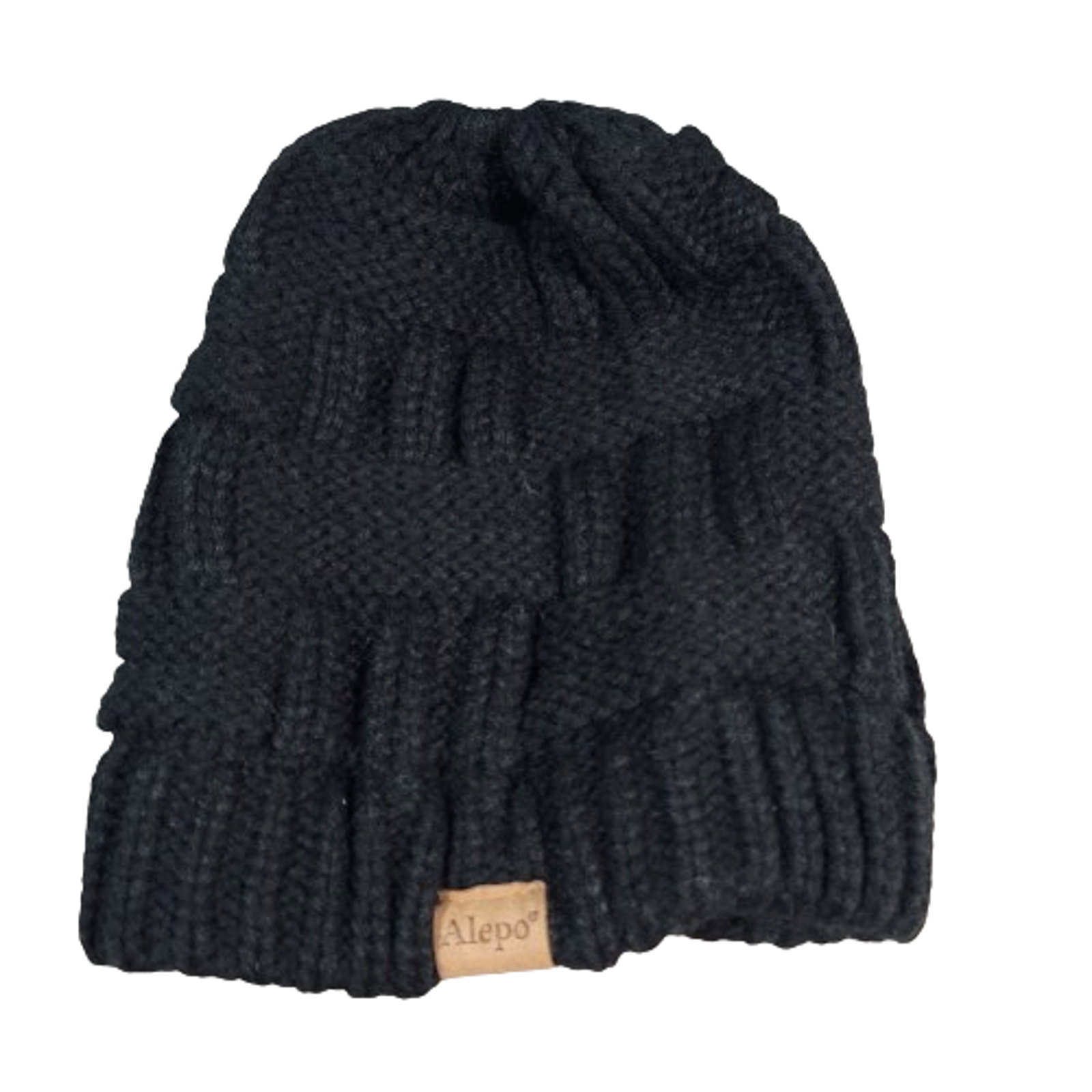 PONY NUOVO Alepo Knit Beanie Hat Nero Adulto Abbigliamento Invernale con Foro Coda di Cavallo OSFM