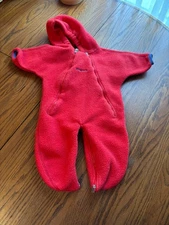 VTG Patagonia Baby Fleece Bunting One Piece Hooded Boys Girls M 12-16 Lbs 3-6 M