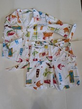 White Printed Two-Piece Hawaiian Summer Lounge Set with Colorful Tropical Motifs