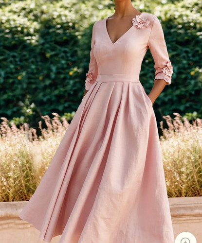 Linen Midi Mother of the Bride/Groom Dress S