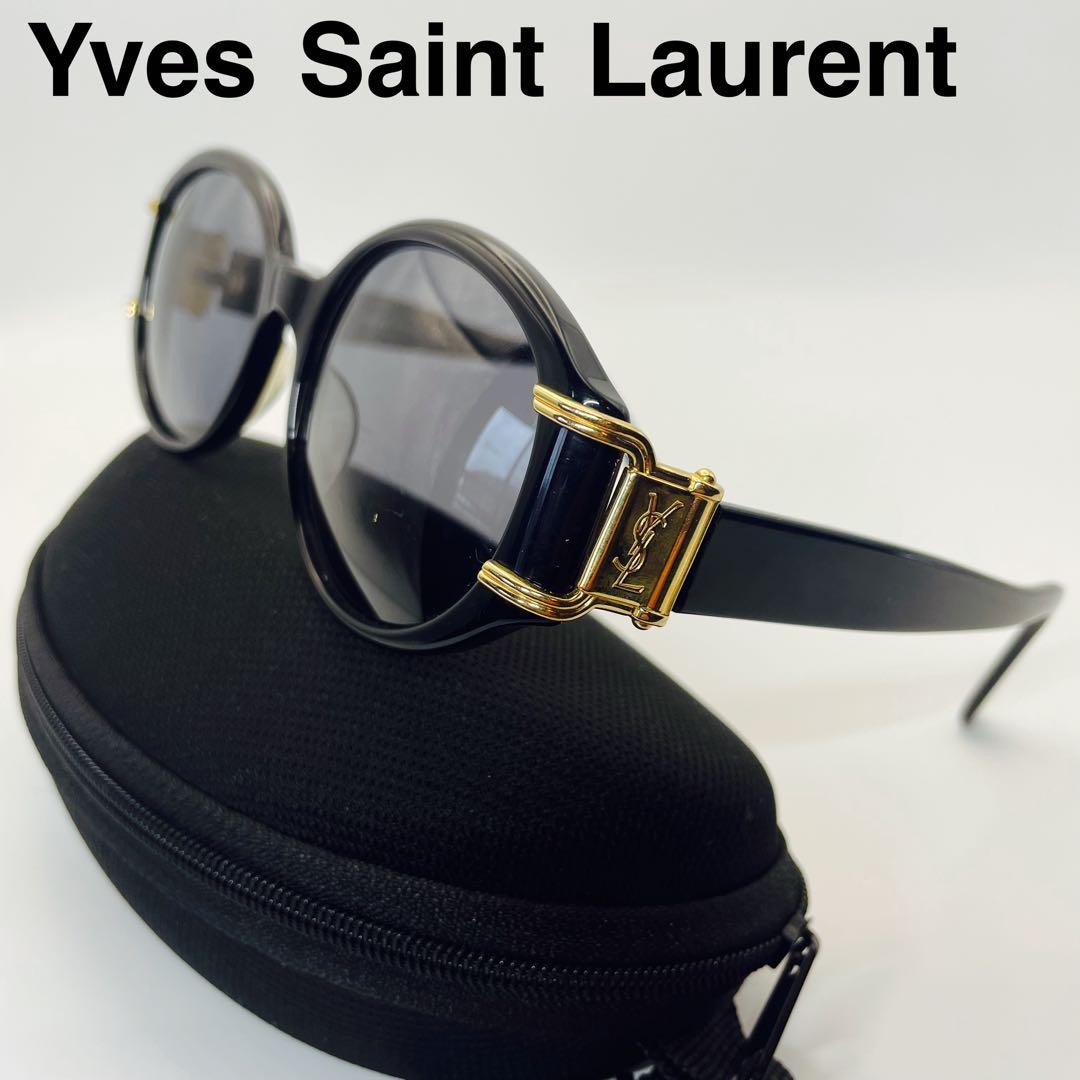 Occhiali da sole originali Yves Saint Laurent neri ovali montatura materiale plastica