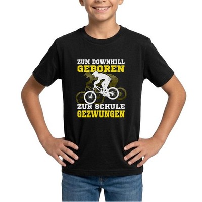 Zum Downhill Geboren Zur Schule Gezwungen Spruch MTB Teenager T-Shirt