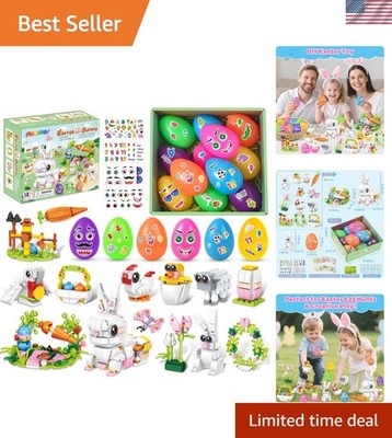 Perfect Easter Basket Stuffers: 12-in-2 Bunny Building Toys with Prefilled Eggs