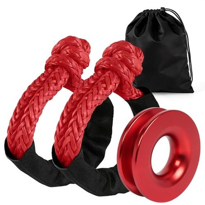 BARTOO Winch Snatch 66000 LB Recovery Ring with 2 PCS Soft Shackle 1/2'' X 22 ...