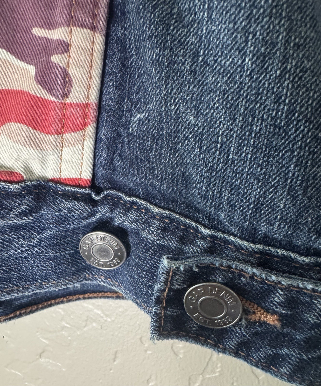 Gap Denim  Jean Jacket Patchwork Womens Medium Bu… - image 9