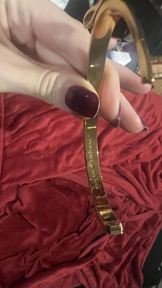 Kate Spade Take A Bow Black Enamel Gold Tone Bangle Bracelet - Image 4 of 4