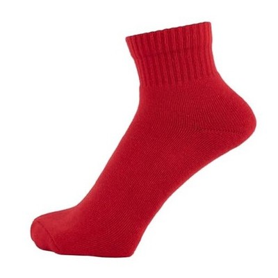 Finest Combed Cotton Terry Lined Athletic Sports Ankle Trainer Socks 6-9 Red