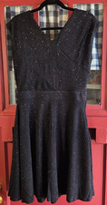 NY Collection Women's Black Metallic Sleeveless Midi Dress Rear Zip Size S NWT